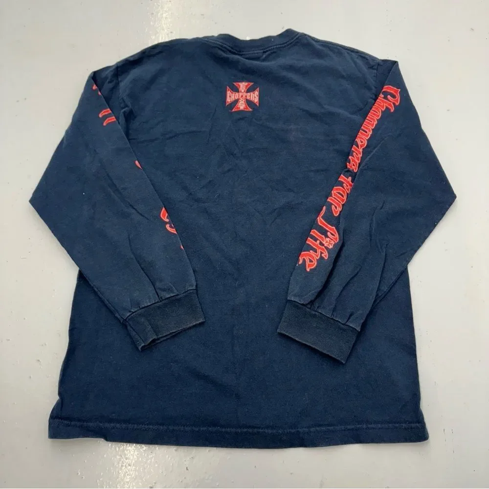 Vintage Y2K West Coast Choppers Biker Long Sleeve T Shirt Navy - Picture 2 of 5